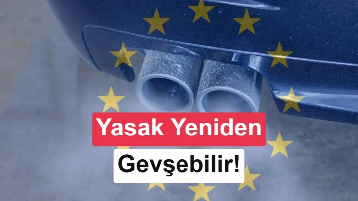 Avrupa Birliği bayrağındaki çatlakların önünde elektrik simgeli kırmızı otomobil illüstrasyonu