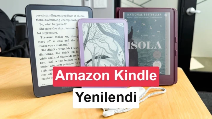 Farklı Amazon Kindle modelleri yan yana gösteriliyor