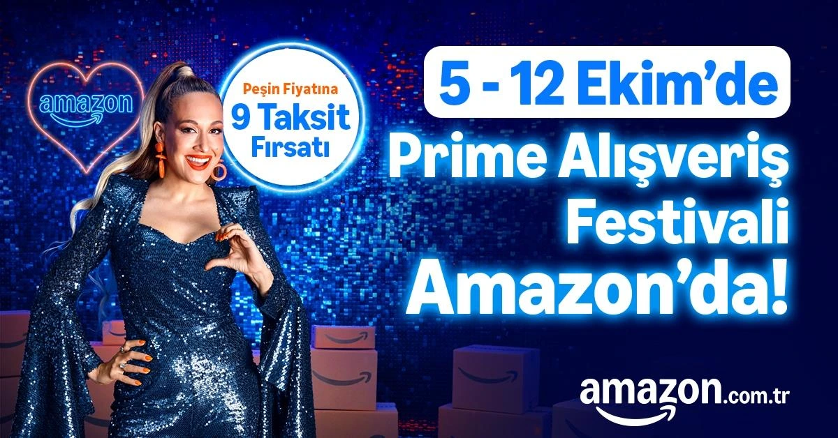 5-12 Ekim Prime Alışveriş Festivali kampanyasını duyuran Amazon görseli