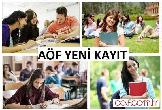 AÖF yeni kayıt başlığı ve farklı ortamlarda ders çalışan öğrencilerin yer aldığı görsel
