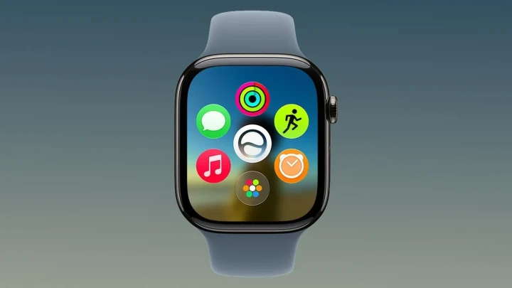 Ekranında uygulama simgeleri bulunan bir Apple Watch