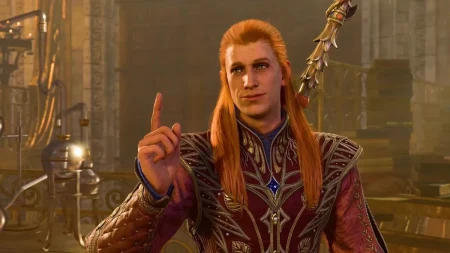 Baldur’s Gate 3 oyunundan uzun kızıl saçlı bir karakterin görüntüsü