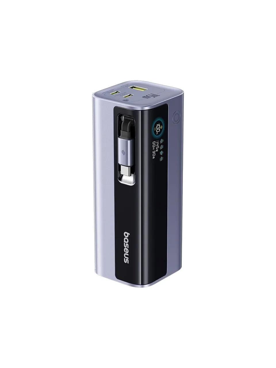 Dikey biçimli, siyah ve gümüş renkli Baseus Energeek GR11 powerbank