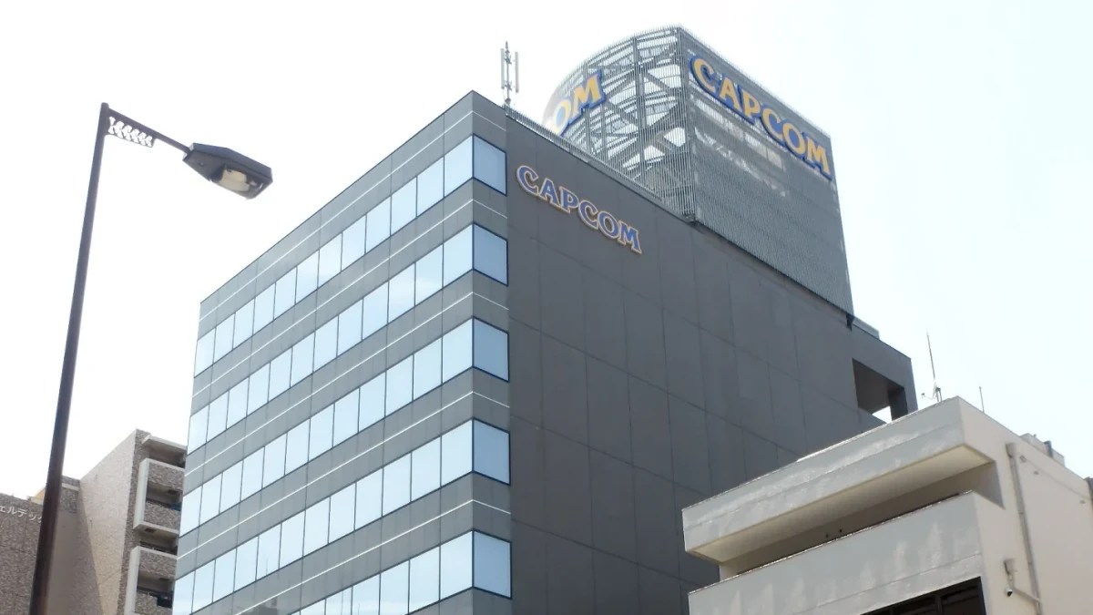 Capcom logosu bulunan yüksek bir ofis binası