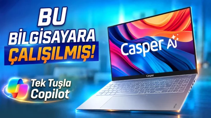 Casper Nirvana S100 dizüstü bilgisayarın ve Copilot özelliğinin tanıtıldığı kapak görseli
