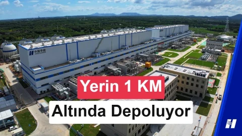 Jintan basınçlı hava enerji depolama tesisinin çevresindeki tarım arazileriyle birlikte havadan görünümü