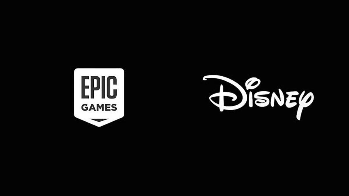 Siyah zemin üzerinde Epic Games ve Disney logoları