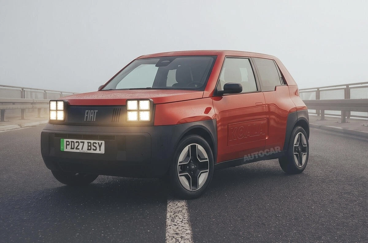 Kırmızı Fiat elektrikli otomobil tasarım çalışması