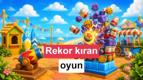 Renkli bir oyun sahnesinde top ve blokların yer aldığı Smash Fest! görseli