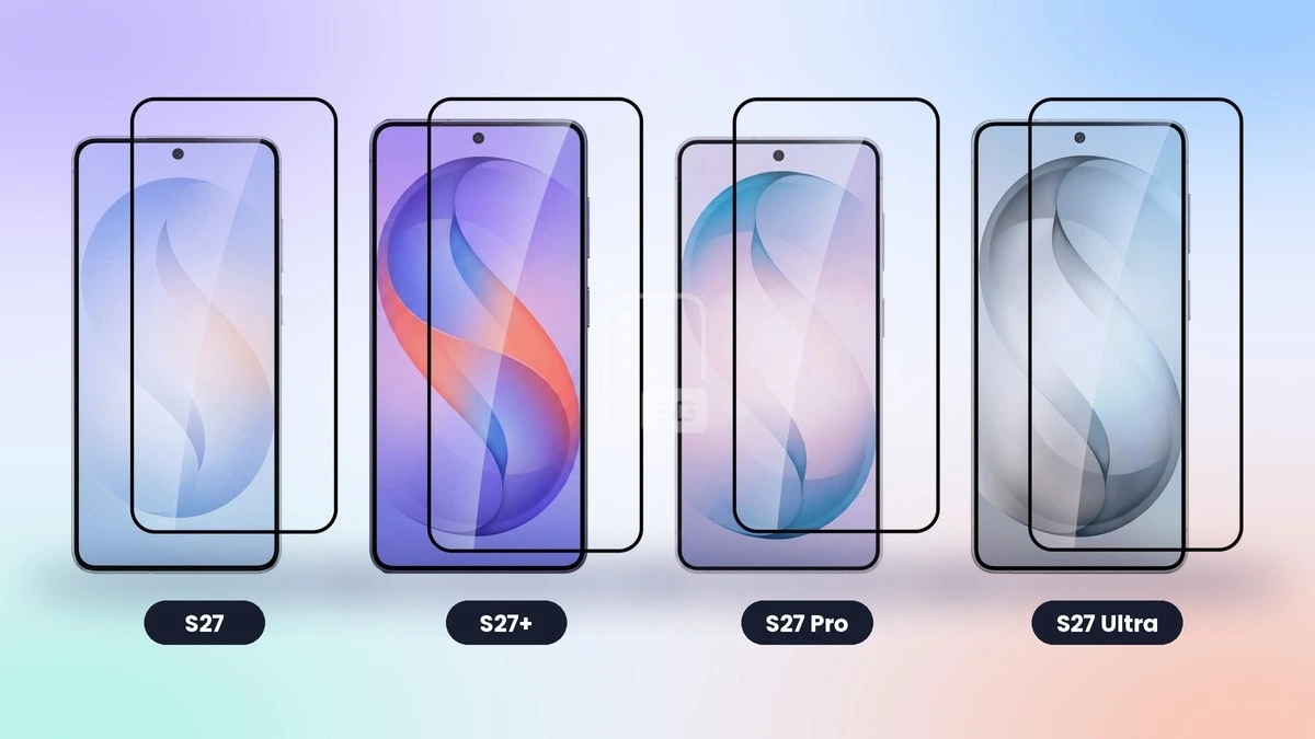 Galaxy S27, S27+, S27 Pro ve S27 Ultra için yan yana gösterilen ekran koruyucuları