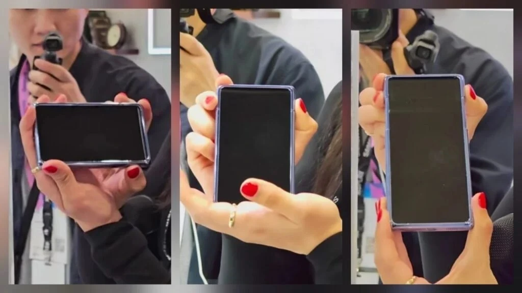 Farklı boyutlarda gösterilen genişleyebilir ekranlı telefon prototipi