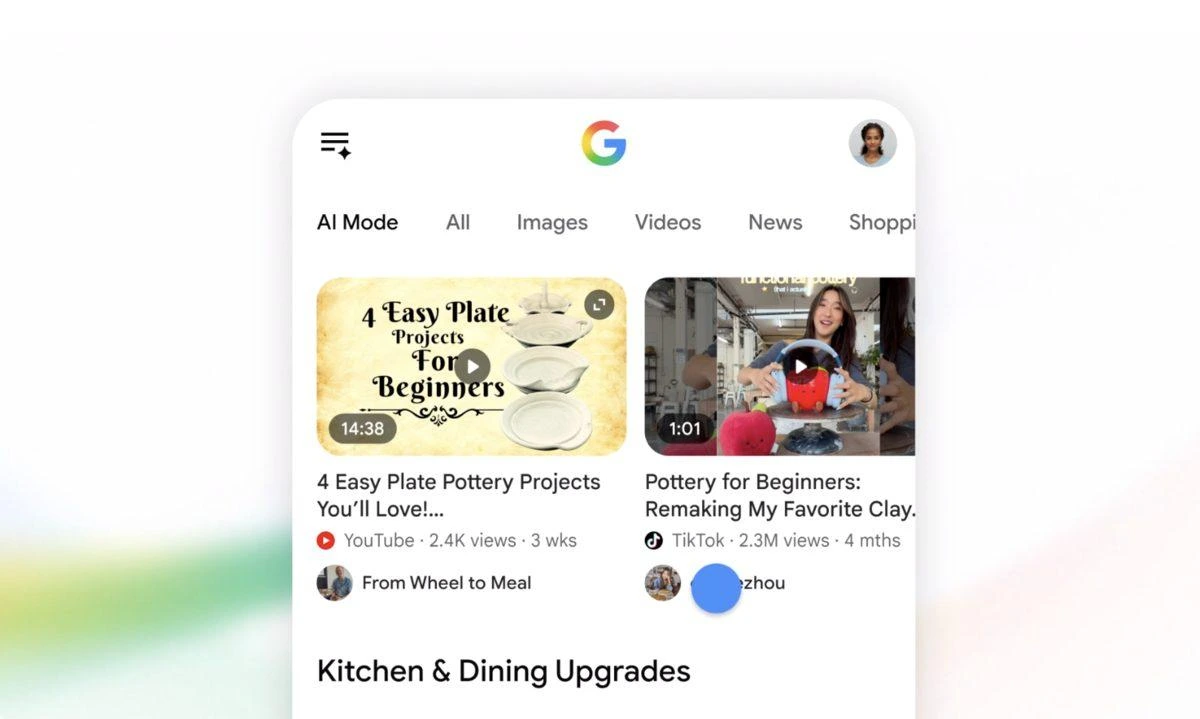 Google AI Mode video sonuçlarında içerik üreticilerinin ve videoların gösterildiği ekran
