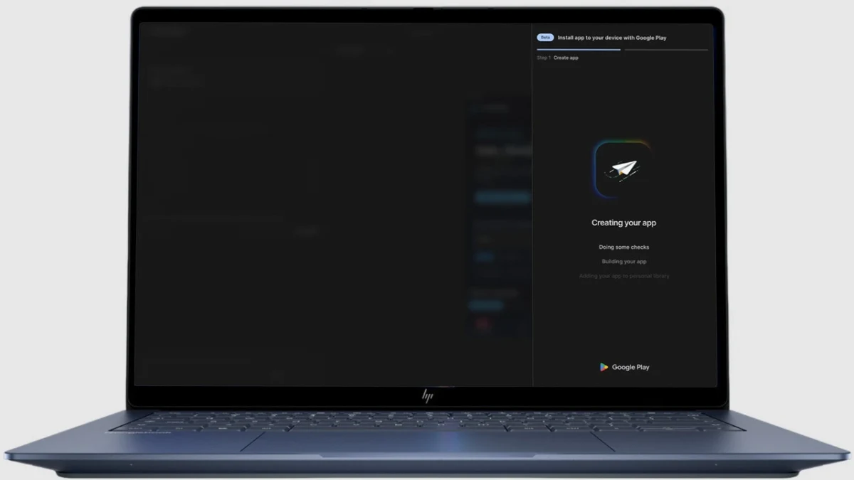 Dizüstü bilgisayar ekranında Google AI Studio ile uygulama oluşturma arayüzü