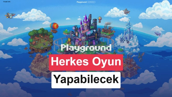 Google Playground oyun platformunun renkli oyun dünyasını gösteren tanıtım görseli