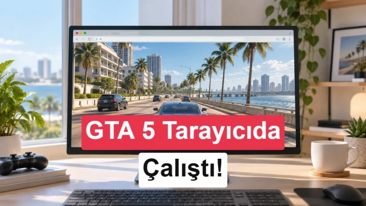 Bilgisayar ekranında GTA 5’in tarayıcıda çalıştığını belirten görsel