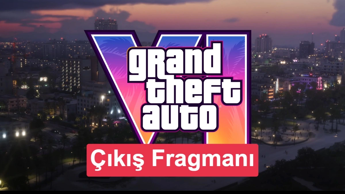 Grand Theft Auto VI çıkış fragmanı yazısı, gün batımında şehir manzarası üzerinde