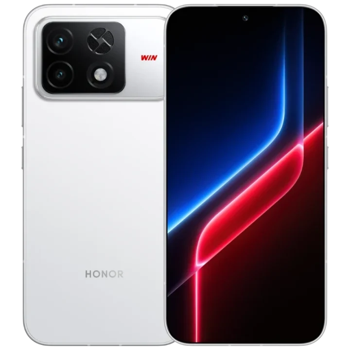 Honor Win 2’nin beyaz arka yüzü ve ekranı görünen resmi ürün görseli