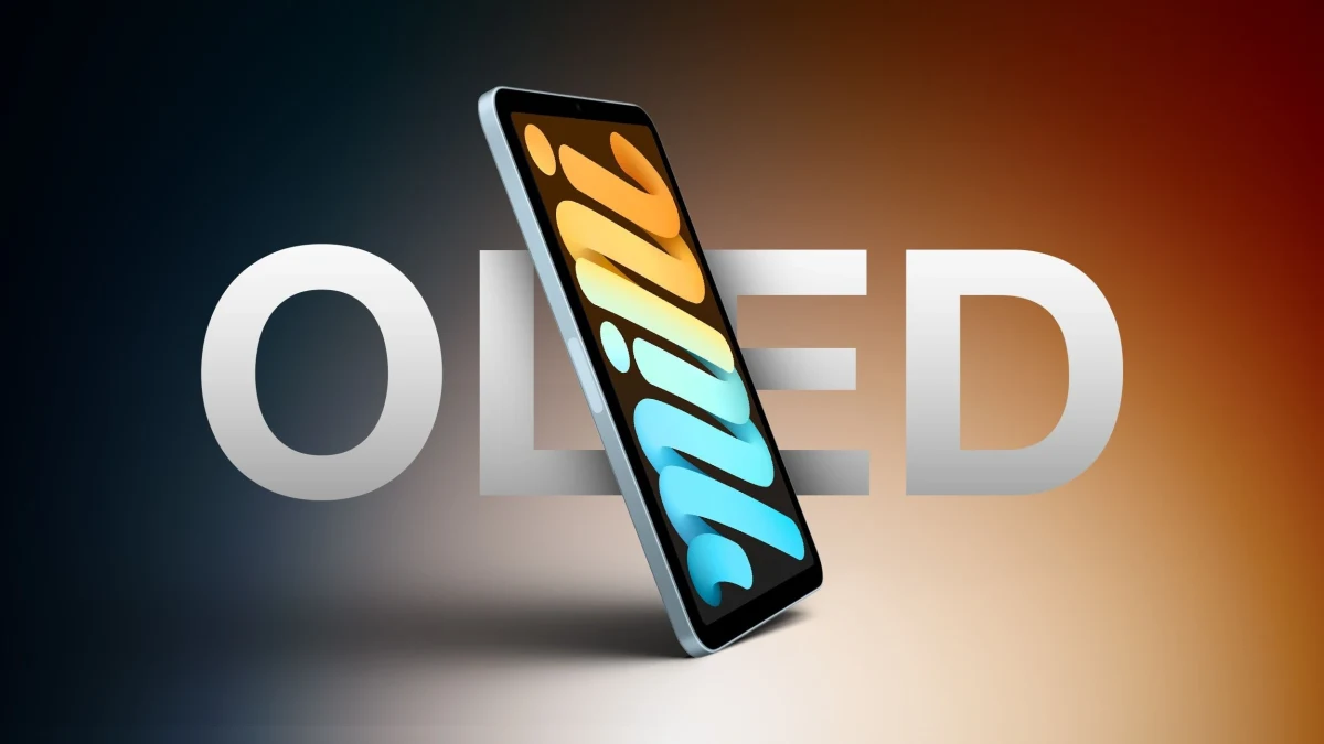 OLED yazısının önünde renkli ekranlı bir tablet