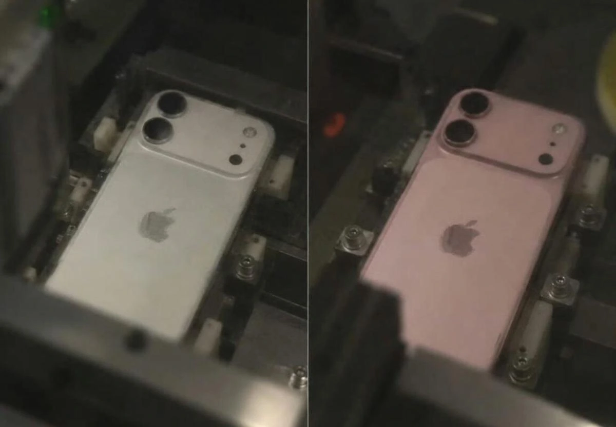Beyaz ve pembe renkli iPhone 18 olduğu belirtilen iki telefonun arka yüzü