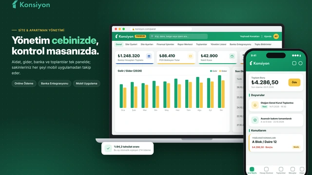 Konsiyon yönetim paneli ve mobil uygulamasının tanıtım görseli