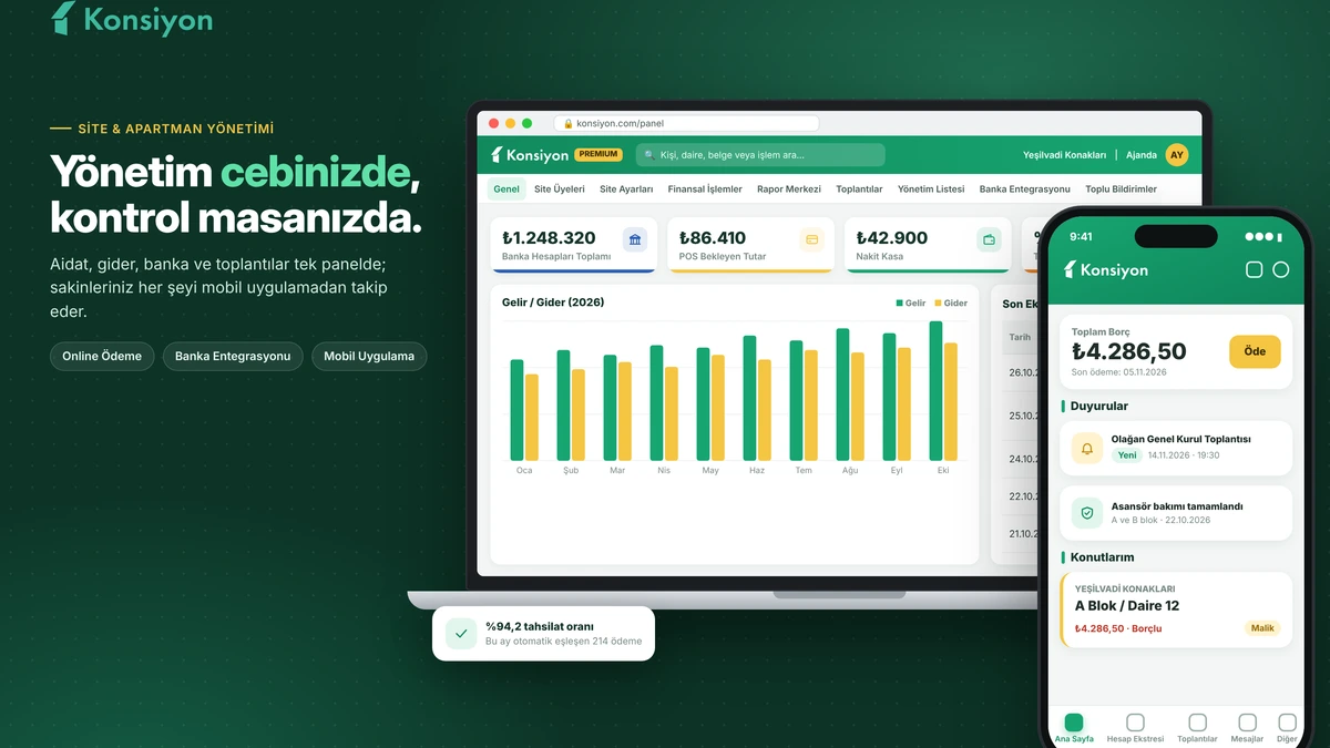 Konsiyon yönetim paneli ve mobil uygulamasının tanıtım görseli