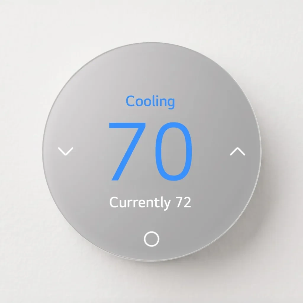 LG Smart Thermostat termostat ekranında soğutma ayarı ve 70 derece değeri