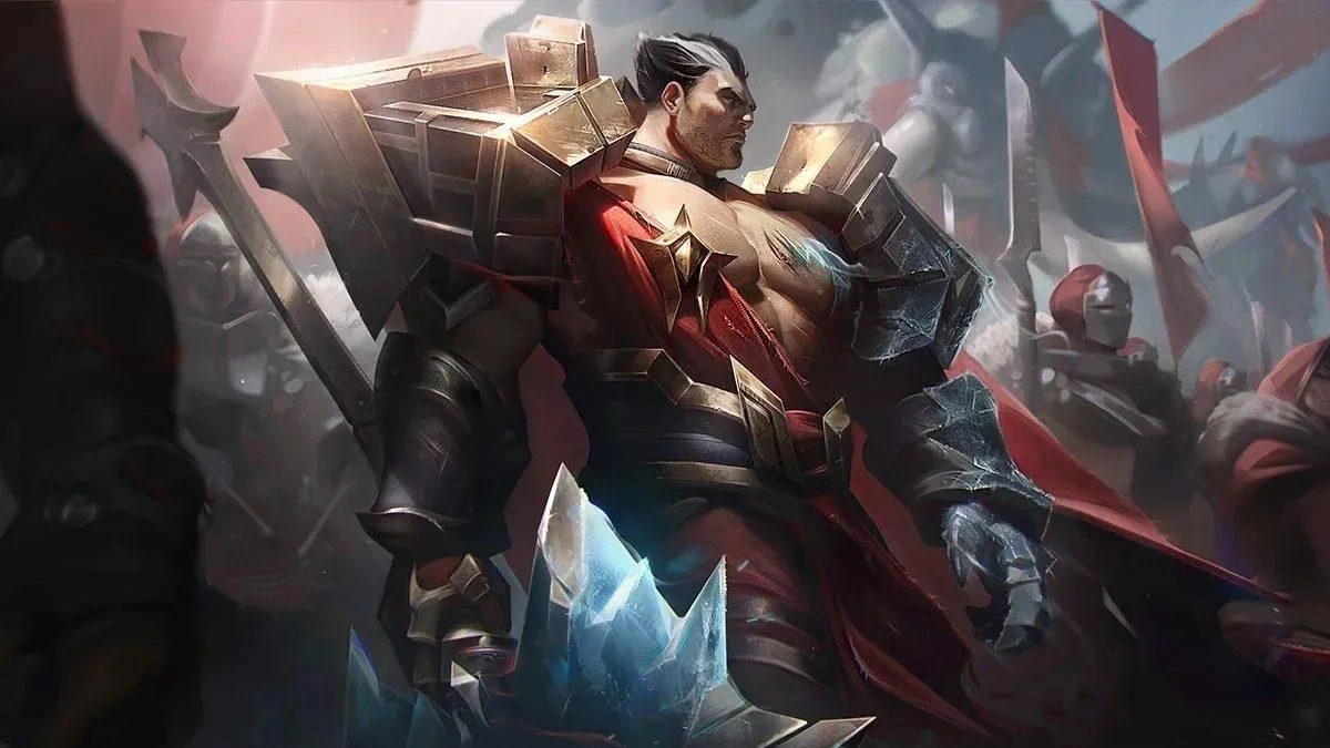 League of Legends evreninden zırhlı bir karakter illüstrasyonu