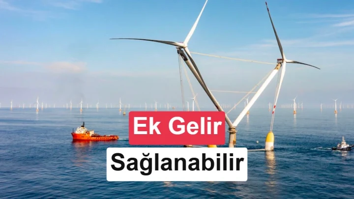 Denizdeki OceanX yüzer rüzgar platformu ve çevresindeki tekneler