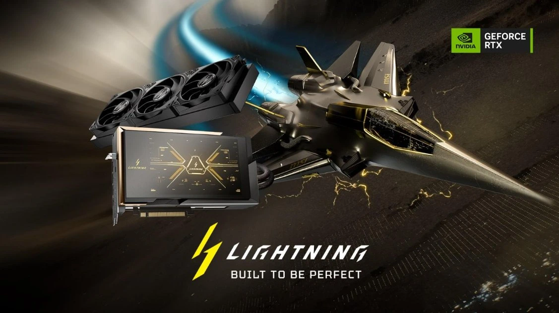 MSI GeForce RTX 5090 Lightning ekran kartı ve 8 inçlik ekran modülü