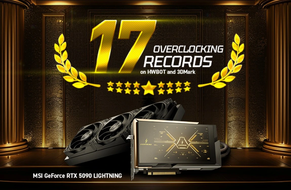 MSI GeForce RTX 5090 Lightning için 17 hız aşırtma rekorunu duyuran grafik