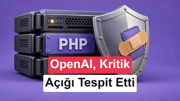 PHP yazılı sunucu görselinin yanında güvenlik kalkanı ve yama simgesi