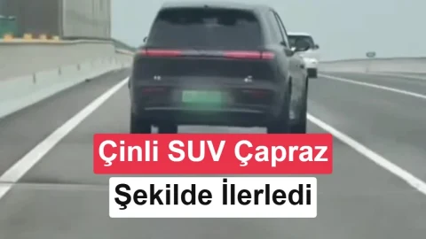 Çinli SUV otoyolda 100 km/s hızla çapraz ilerledi