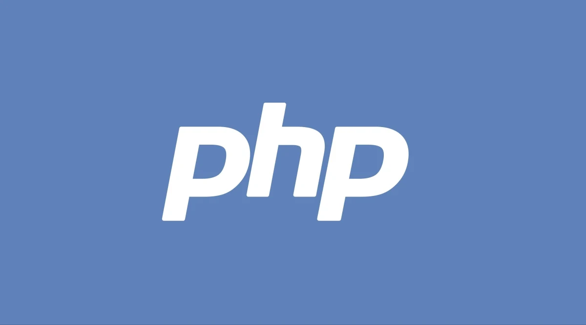 Mavi zemin üzerinde beyaz PHP logosu