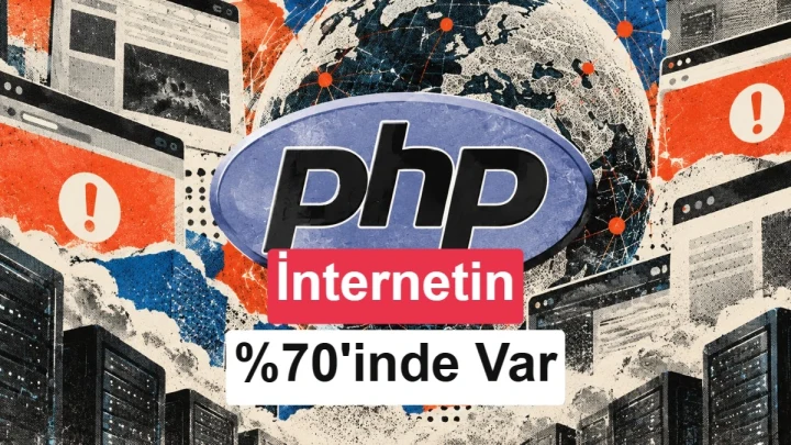 PHP yazılı sunucu kasalarının önünde güvenlik kalkanı illüstrasyonu