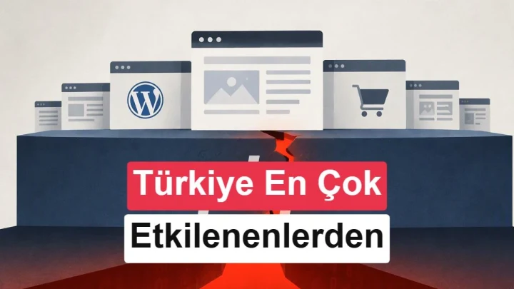PHP ve web sitesi pencereleriyle Türkiye’deki hizmetlerin açıklar nedeniyle etkilenmesini anlatan görsel