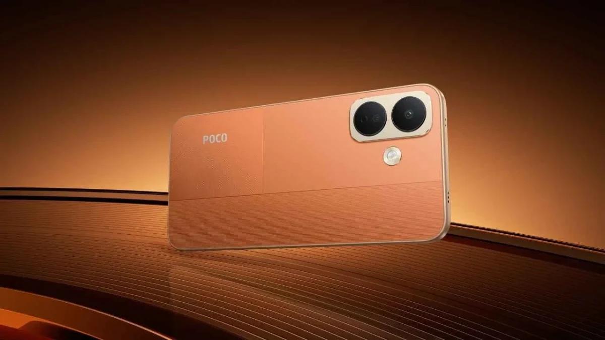 Turuncu renkli POCO X8 telefonun arka yüzü ve kamera modülü