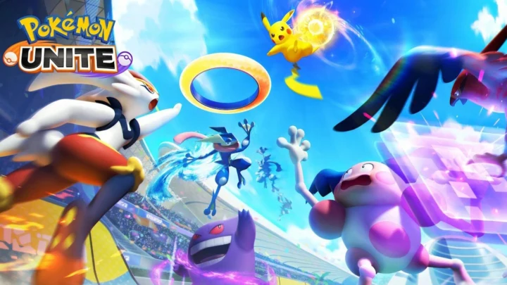 Pokémon Unite oyunundan renkli karakterlerin yer aldığı tanıtım görseli