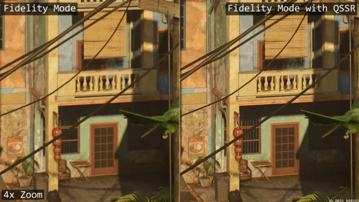 Ghost of Yōtei’den QSSR kapalı ve açık görüntülerin yan yana karşılaştırması