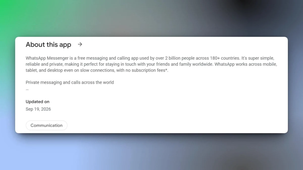 WhatsApp Messenger uygulamasına ait uygulama bilgileri ekranı