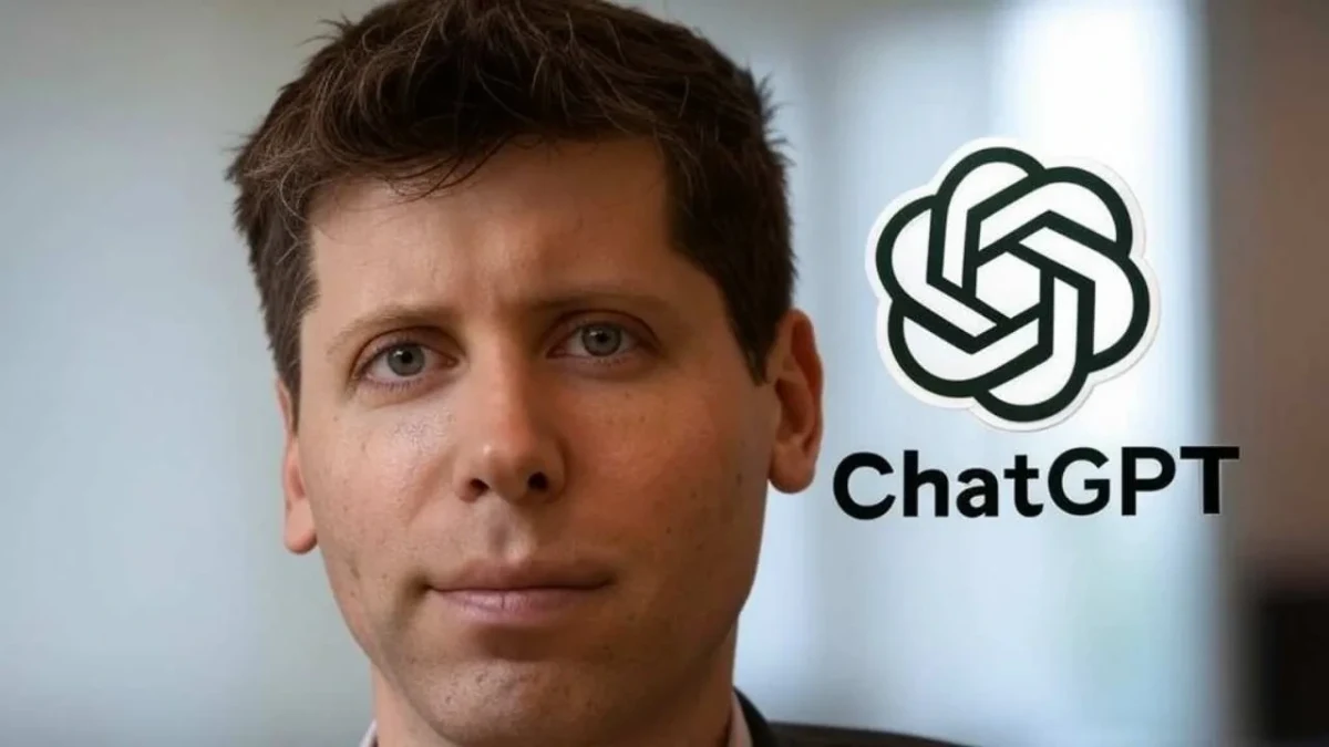 Sam Altman’ın portresi ve yanında ChatGPT logosu