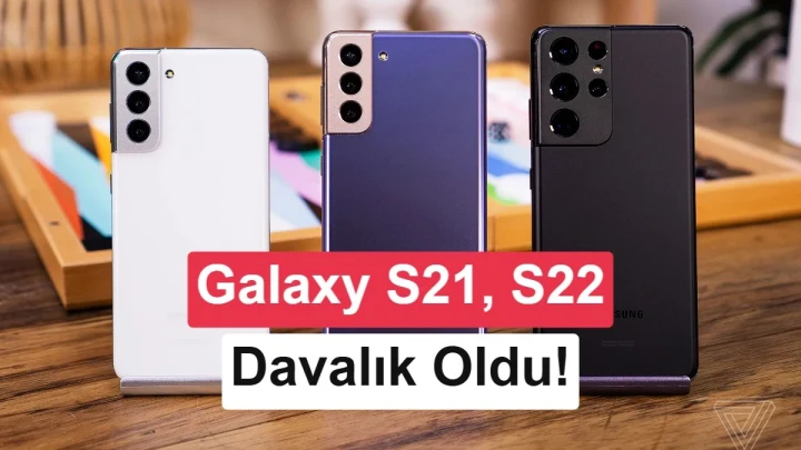 Yan yana duran beyaz, mor ve siyah Samsung Galaxy telefonlar