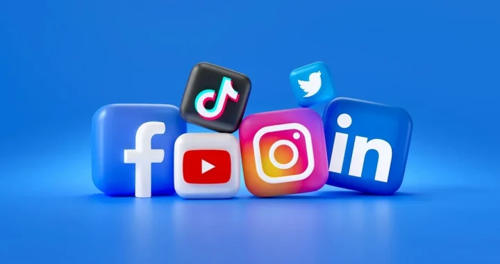 Facebook, YouTube, Instagram, LinkedIn, TikTok ve Twitter simgelerini temsil eden sosyal medya logoları