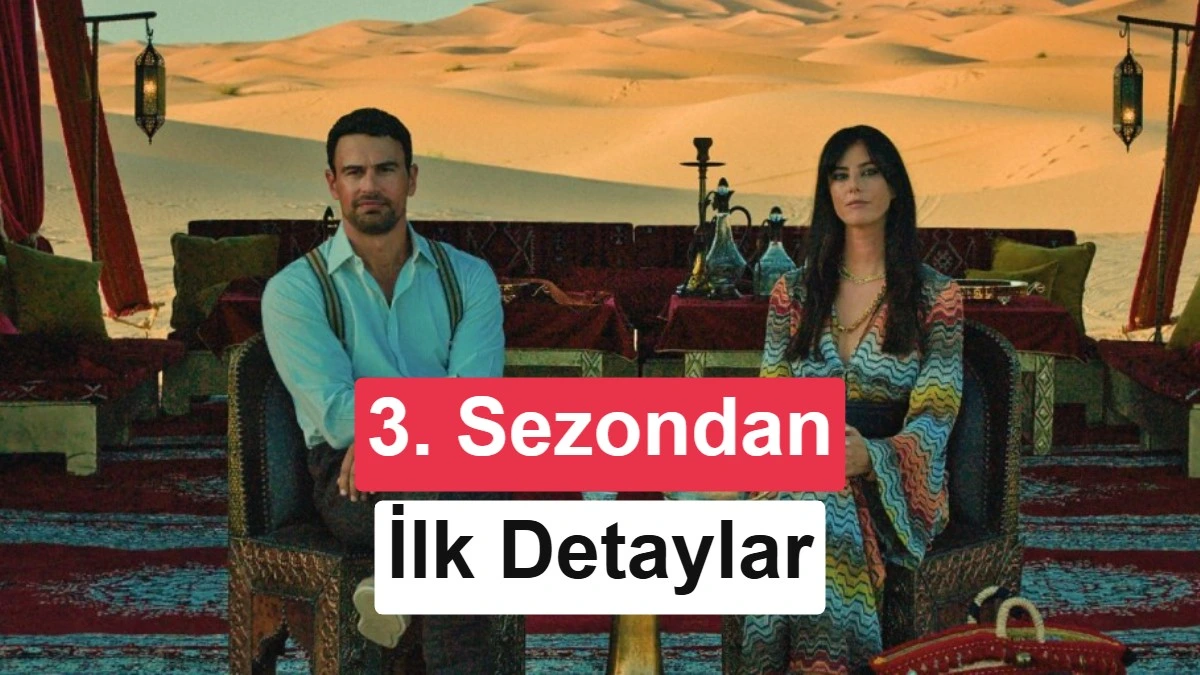 The Gentlemen dizisinden iki oyuncu, çöl manzaralı bir ortamda oturuyor