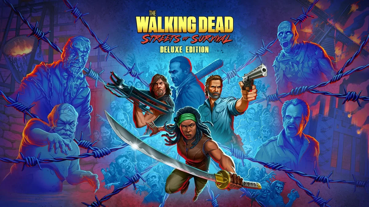 The Walking Dead: Streets of Survival Deluxe Edition kapak görselinde ana karakterler ve yürüyen ölüler