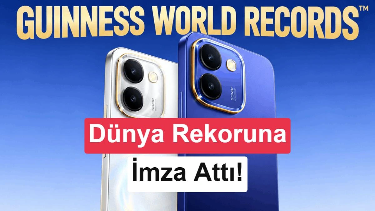 Vivo Y600 telefonları Guinness Dünya Rekorları başarısını tanıtan görselde yan yana gösteriliyor