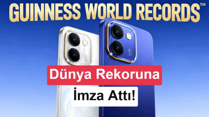 Vivo Y600 telefonları Guinness Dünya Rekorları başarısını tanıtan görselde yan yana gösteriliyor