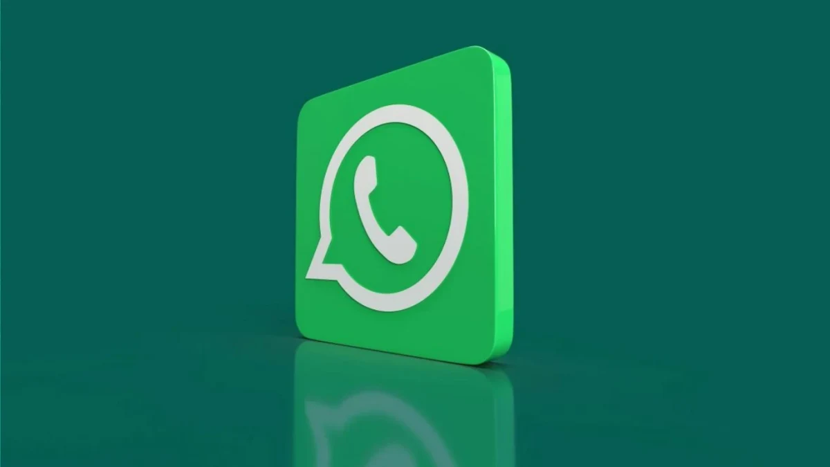 Yeşil zemin üzerinde üç boyutlu WhatsApp simgesi