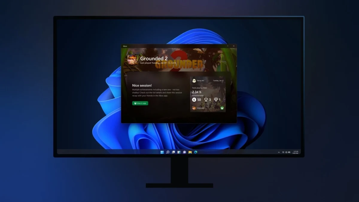 Windows 11 masaüstünde açık Xbox uygulamasında Grounded 2 oyun sayfası