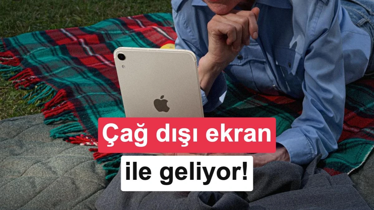 Bir kadın elinde iPad mini tutarken diğer tarafta cihazın renkli ekranı görülüyor