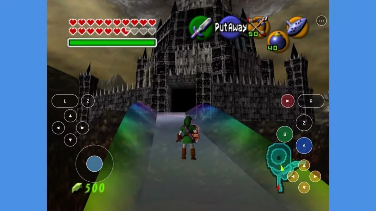Zelda oyununun iPhone ekranında çalışan görüntüsü